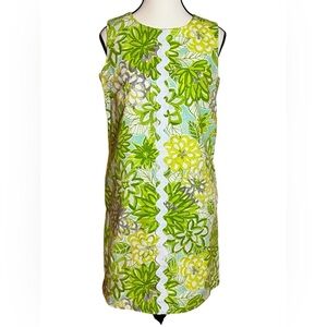 Love, Lilly Green Floral Shift Dress Sleeveless Retro Vintage 60s Womens Size 4